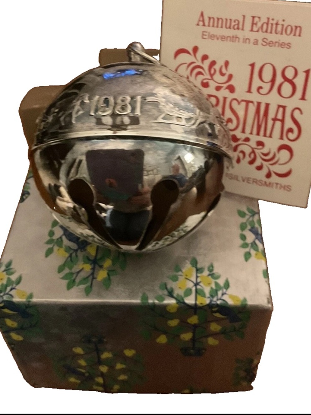 VTG Wallace Silversmiths 1981 Silverplate Christmas Sleigh Bell w/Box